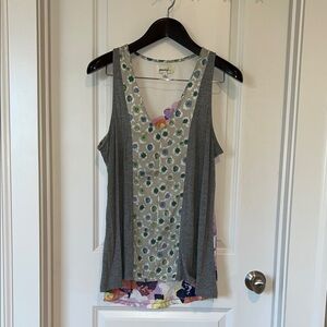 Anthropologie (Porridge) Gray and Floral Women's Tank Top, size L